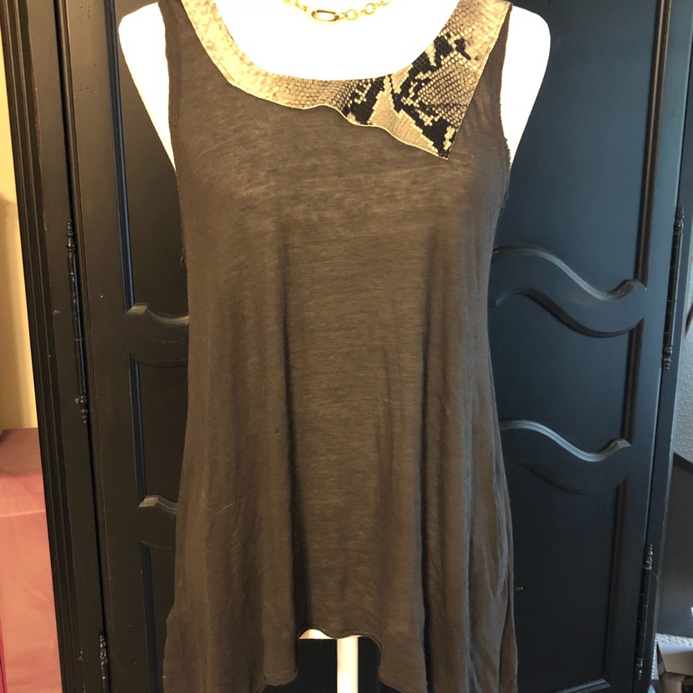 alice + olivia Gray Cotton Leather Accent